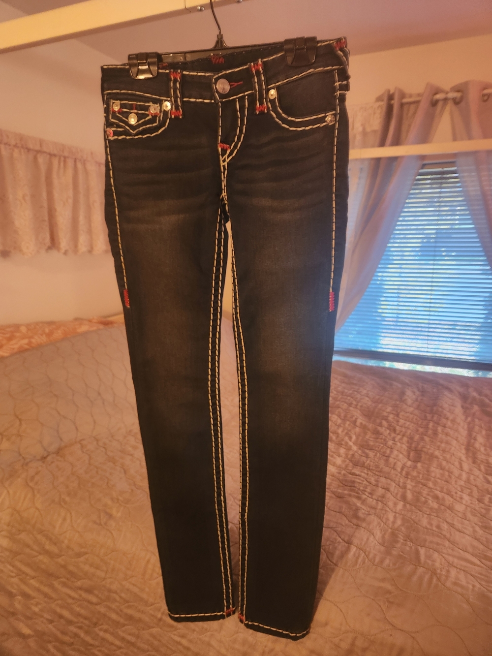 True Religion Skinny Jeans with Red Contrast Stitching